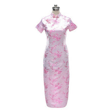 Load image into Gallery viewer, Short Sleeve Brocade Traditional Cheongsam Floral Chinese Dress
