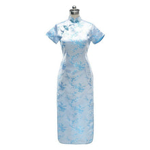 Load image into Gallery viewer, Short Sleeve Brocade Traditional Cheongsam Floral Chinese Dress
