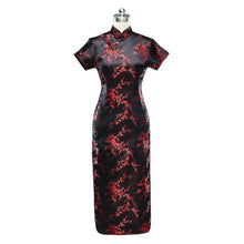 Load image into Gallery viewer, Short Sleeve Brocade Traditional Cheongsam Floral Chinese Dress
