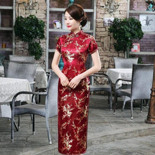 Load image into Gallery viewer, Short Sleeve Brocade Traditional Cheongsam Floral Chinese Dress
