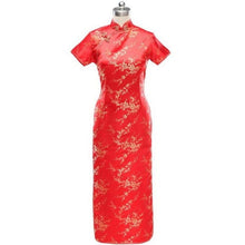 Load image into Gallery viewer, Short Sleeve Brocade Traditional Cheongsam Floral Chinese Dress
