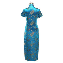 Muatkan imej ke dalam penonton Galeri, Short Sleeve Brocade Traditional Cheongsam Dragon &amp; Phoenix Pattern Chinese Dress
