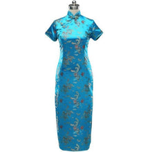 Muatkan imej ke dalam penonton Galeri, Short Sleeve Brocade Traditional Cheongsam Dragon &amp; Phoenix Pattern Chinese Dress
