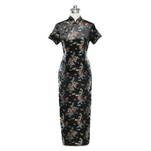 Muatkan imej ke dalam penonton Galeri, Short Sleeve Brocade Traditional Cheongsam Dragon &amp; Phoenix Pattern Chinese Dress
