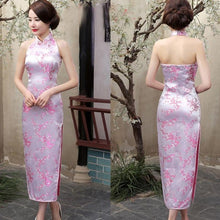 Load image into Gallery viewer, Backless Brocade Cheongsam Floral Chinese Dress Evening Gown
