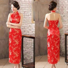 Muatkan imej ke dalam penonton Galeri, Backless Brocade Cheongsam Floral Chinese Dress Evening Gown
