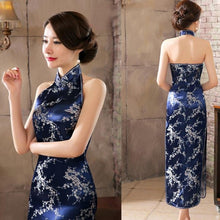 Load image into Gallery viewer, Backless Brocade Cheongsam Floral Chinese Dress Evening Gown
