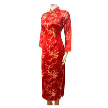 Load image into Gallery viewer, Long Sleeve Brocade Traditional Cheongsam Floral Chinese Dress
