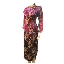 Muatkan imej ke dalam penonton Galeri, Long Sleeve Brocade Traditional Cheongsam Dragon &amp; Phoenix Chinese Dress
