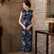 Load image into Gallery viewer, Sleeveless Brocade Traditional Cheongsam Floral Chinese Dress
