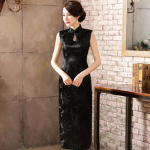 Load image into Gallery viewer, Sleeveless Brocade Traditional Cheongsam Floral Chinese Dress
