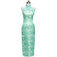 Muatkan imej ke dalam penonton Galeri, Backless Brocade Cheongsam Tulip Pattern Chinese Dress
