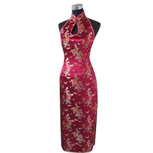 Muatkan imej ke dalam penonton Galeri, Backless Brocade Dragon &amp; Phoenix Pattern Cheongsam Chinese Dress
