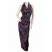 Muatkan imej ke dalam penonton Galeri, V Neck Brocade Cheongsam Floral Chinese Dress With Lapel
