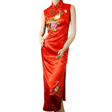 Load image into Gallery viewer, Sleeveless Peony Embroidery Cheongsam Chinese Dress
