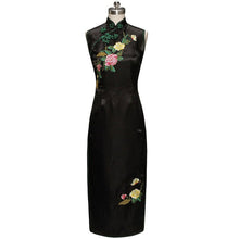 Load image into Gallery viewer, Sleeveless Peony Embroidery Cheongsam Chinese Dress
