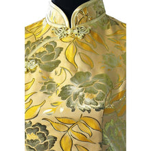 Load image into Gallery viewer, Cap Sleeve Gilding Flowers Pattern Cheongsam Chinese Dress
