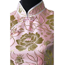 Load image into Gallery viewer, Cap Sleeve Gilding Flowers Pattern Cheongsam Chinese Dress
