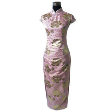 Load image into Gallery viewer, Cap Sleeve Gilding Flowers Pattern Cheongsam Chinese Dress
