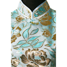 Load image into Gallery viewer, Cap Sleeve Gilding Flowers Pattern Cheongsam Chinese Dress
