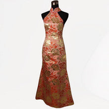 Load image into Gallery viewer, Halter Top Gilding Flowers Pattern Mermaid Chinese Wedding Dress
