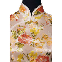 Load image into Gallery viewer, Cap Sleeve Brocade Cheongsam Floral Chinese Dress
