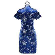 Load image into Gallery viewer, Short Sleeve Brocade Cheongsam Mini Floral Chinese Dress
