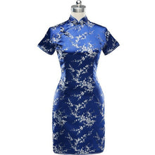 Load image into Gallery viewer, Short Sleeve Brocade Cheongsam Mini Floral Chinese Dress
