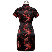 Load image into Gallery viewer, Short Sleeve Brocade Cheongsam Mini Floral Chinese Dress
