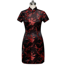 Muatkan imej ke dalam penonton Galeri, Short Sleeve Brocade Cheongsam Mini Floral Chinese Dress
