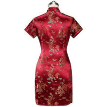 Load image into Gallery viewer, Brocade Dragon &amp; Phoenix Pattern Cheongsam Mini Chinese Dress
