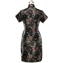 Load image into Gallery viewer, Brocade Dragon &amp; Phoenix Pattern Cheongsam Mini Chinese Dress
