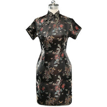 Load image into Gallery viewer, Brocade Dragon &amp; Phoenix Pattern Cheongsam Mini Chinese Dress
