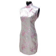 Load image into Gallery viewer, Sleeveless Brocade Cheongsam Mini Floral Chinese Dress
