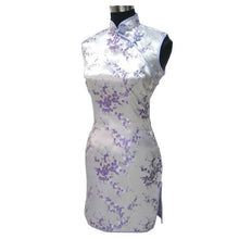 Load image into Gallery viewer, Sleeveless Brocade Cheongsam Mini Floral Chinese Dress
