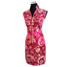 Load image into Gallery viewer, V Neck Paisley Pattern Brocade Cheongsam Chinese Dress
