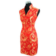 Load image into Gallery viewer, V Neck Paisley Pattern Brocade Cheongsam Chinese Dress
