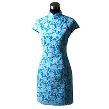 Load image into Gallery viewer, Cap Sleeve Cheongsam Mini Chinese Dress with Floral Emboidery
