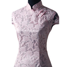 Load image into Gallery viewer, Cap Sleeve Cheongsam Mini Chinese Dress with Floral Emboidery
