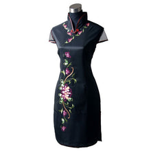 Load image into Gallery viewer, Cap Sleeve Cheongsam Chinese Dress with Floral Embroidery
