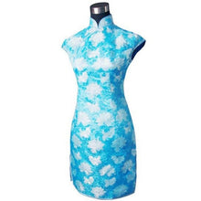 Load image into Gallery viewer, Cap Sleeve Brocade Cheongsam Floral Chinese Dress
