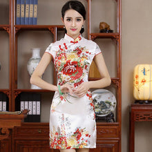 Load image into Gallery viewer, Cap Sleeve Rayon Cheongsam Floral Mini Chinese Dress
