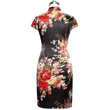 Load image into Gallery viewer, Cap Sleeve Rayon Cheongsam Floral Mini Chinese Dress
