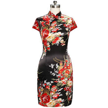 Muatkan imej ke dalam penonton Galeri, Cap Sleeve Rayon Cheongsam Floral Mini Chinese Dress
