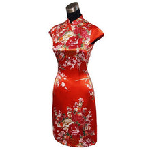 Muatkan imej ke dalam penonton Galeri, Cap Sleeve Rayon Floral Cheongsam Mini Chinese Dress
