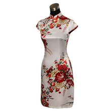 Load image into Gallery viewer, Cap Sleeve Rayon Floral Cheongsam Mini Chinese Dress
