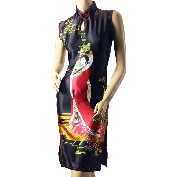 Ancient China Lady Portrait Pattern Cheongsam Chinese Dress