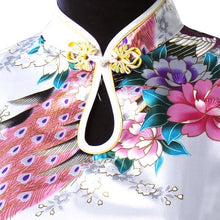 Muatkan imej ke dalam penonton Galeri, Peacock Pattern Traditional Silk Cheongsam Knee Length Chinese Dress
