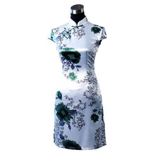 Muatkan imej ke dalam penonton Galeri, Cap Sleeve Floral Cheongsam Knee Length Chinese Dress
