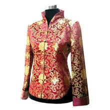 Muatkan imej ke dalam penonton Galeri, Stand Collar Brocade Floral Chinese Jacket with Strap Buttons
